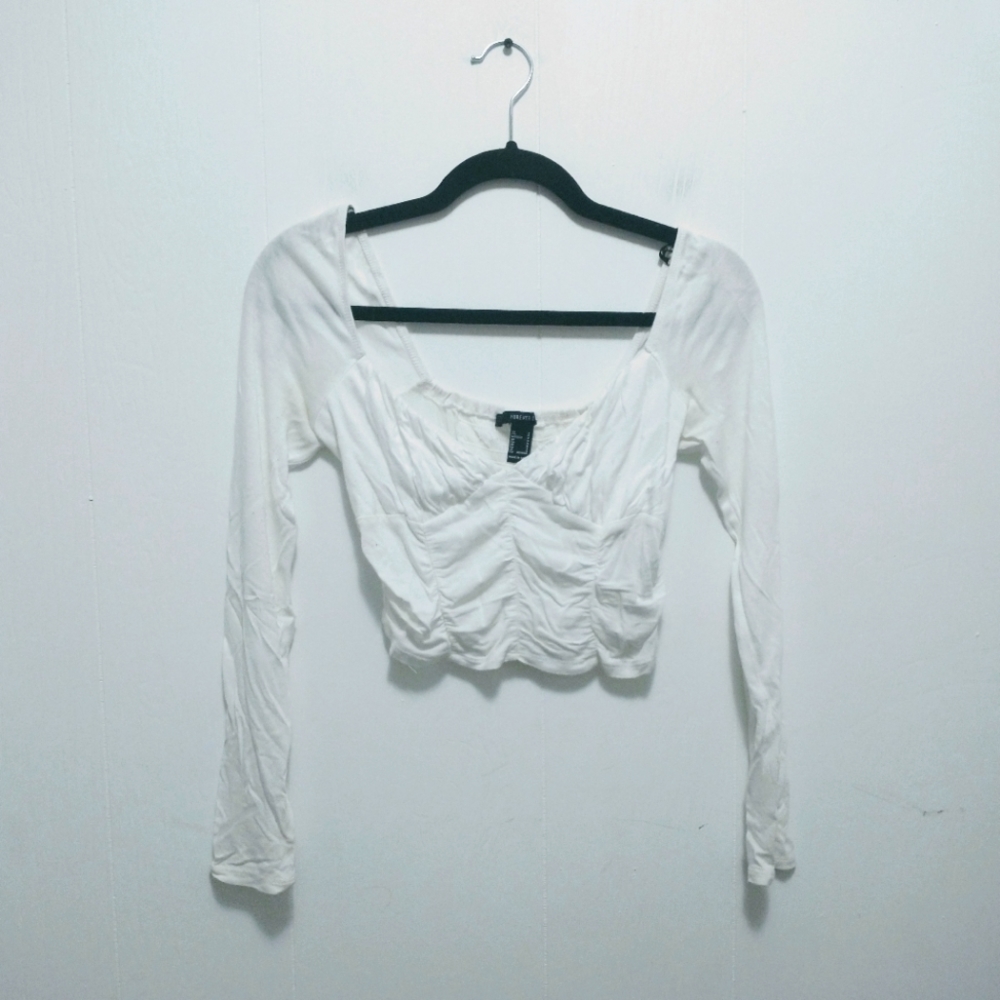 Forever 21 long sleeve crop top peasant boho